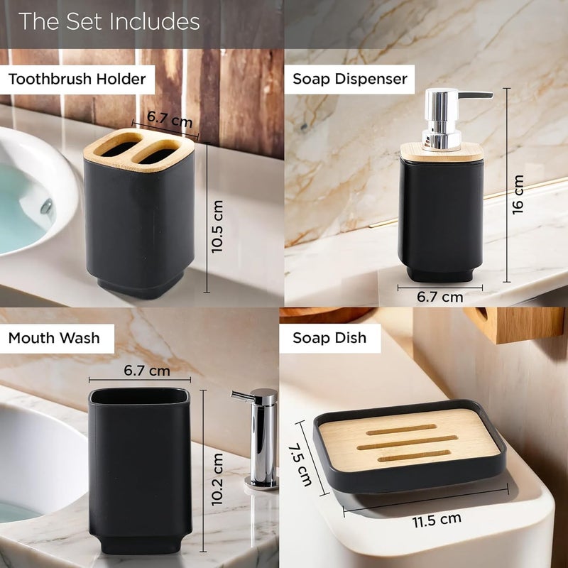 Kuber Industries 4 Pieces Bathroom Accessories Set | Toothbrush Holder, Soap Dispenser, Mouth Wash Cup & Soap Dish for Home Kitchen & Bathroom | Bathroom Essentials for Office - Image 4