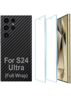 SARAOONT Samsung Galaxy S24 Ultra 1 Piece Carbon Fiber Skin Wrap and 2 Piece 10H Screen Protectors  - Image 1