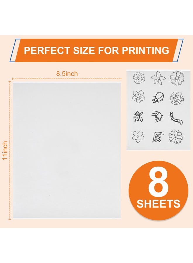 FURWEY 8 قطع 8.5"x11" مثبت تطريز قابل للذوبان في الماء قابل للطباعة ورق مثبت قابل للغسل مسموح للطباعة أو رسم الأنماط وزن متوسط للتطريز اليدوي والآلي - Image 2