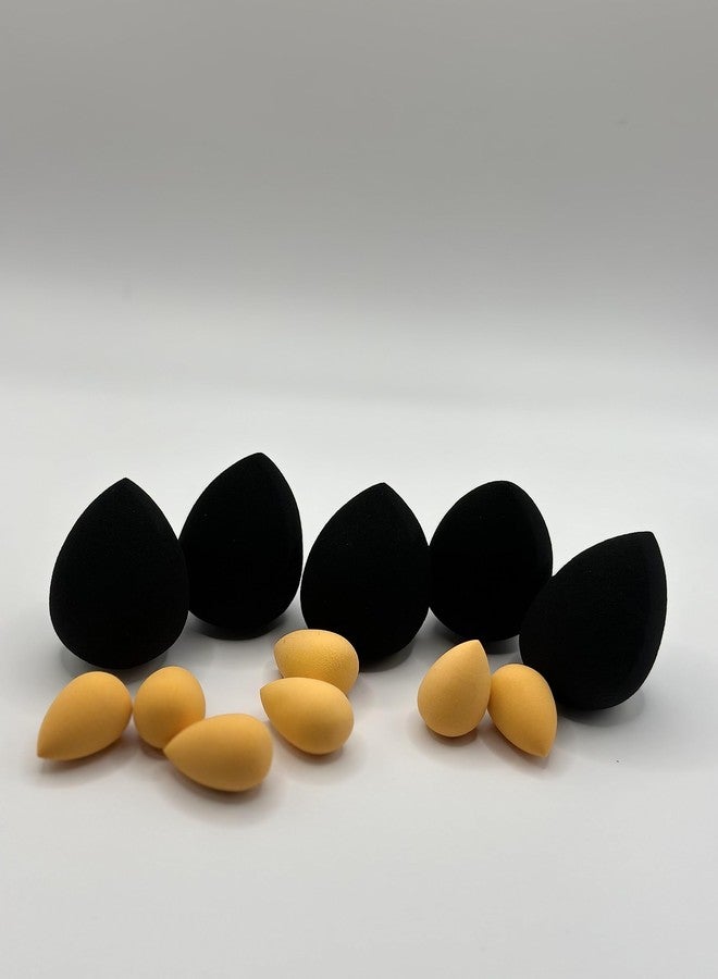 MACCC Miracle Complexion Sponge, Makeup Blending Sponge, For Foundation, Offers Light To Medium Coverage, Natural, Dewy Makeup, Orange Sponge, Latex-Free Foam (5 Big black, 7 Small Orange) - Image 2