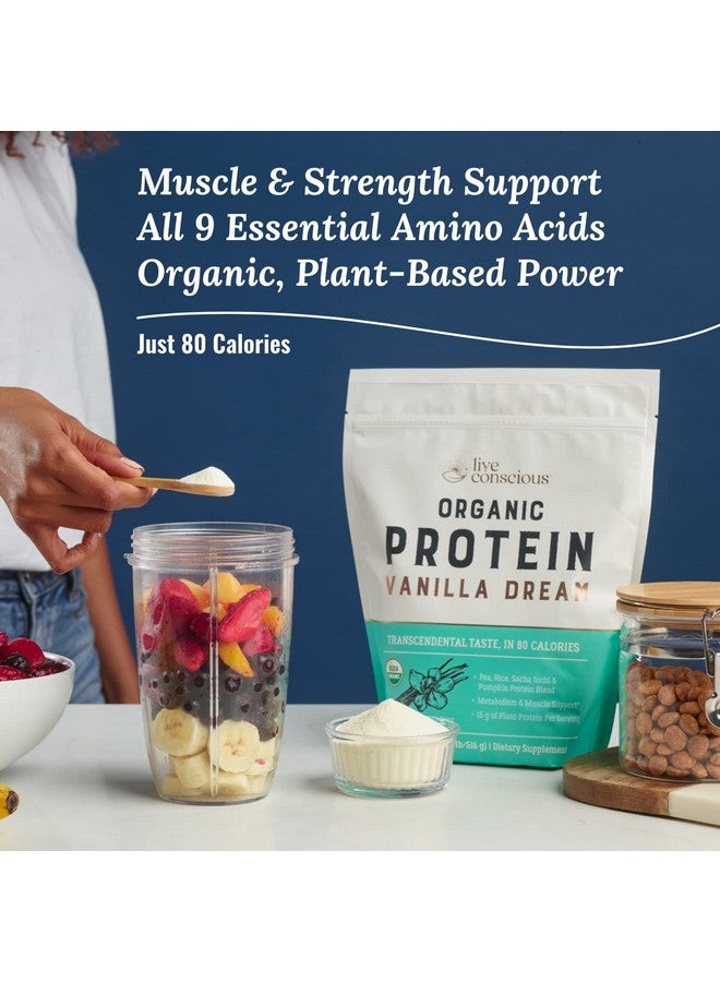 Health & Household Live Conscious Organic Pea Protein Powder - Vanilla Dream Flavor | Plant-Based Vegan Protein Blend - Pea, Brown Rice, Pumpkin, Sacha Inchi | 20 Servings 18 Oz  - Image 3