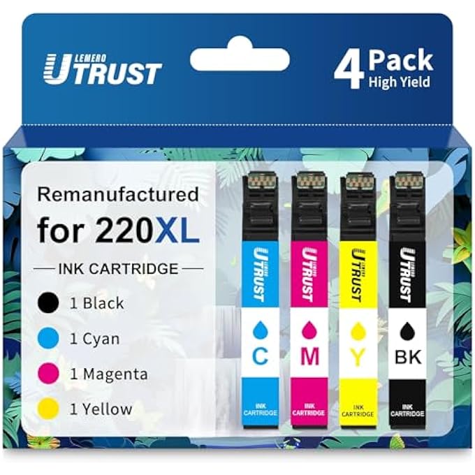 UTRUST 220XL INK CARTRIDGES REMANUFACTURED REPLACEMENT FOR 220 220XL FOR WF-2750 WF-2760 WF-2630 WF-2650 XP-420 XP-320 WF-2660 XP-424 PRINTER (4 PACK) - Image 2