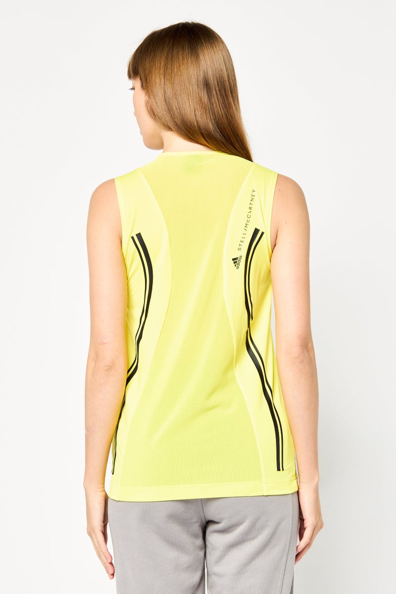 Adidas أديداس بواسطة ستيلا مكارتني ملابس رياضية نسائية بلا أكمام قميص جري أصفر - Image 4