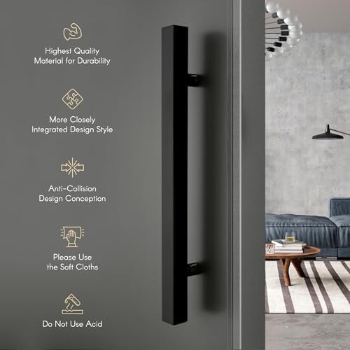 LAPO 18 inch Stainless Steel Square Door Handle for Main Door, Wooden & Glass Door Pull Push Handle, Main Door Handle (Hole to Hole Size 300 mm,Pack of 1) Black Finish | 3 Years Warranty - Image 5