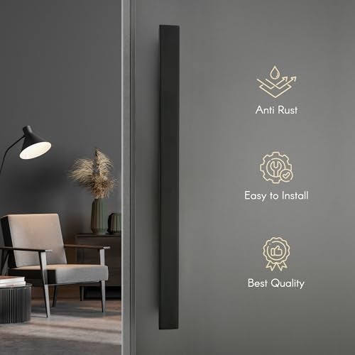 LAPO 18 inch Stainless Steel Square Door Handle for Main Door, Wooden & Glass Door Pull Push Handle, Main Door Handle (Hole to Hole Size 300 mm,Pack of 1) Black Finish | 3 Years Warranty - Image 4