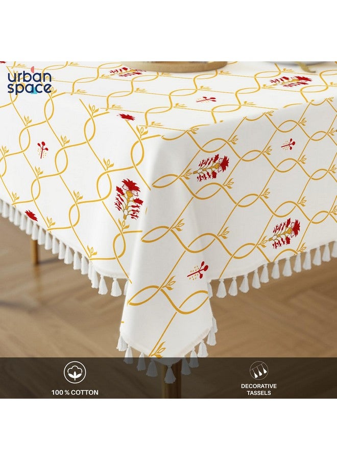 Urban Space 100% Cotton Dining Table Cover Square Table Cover, Printed Cotton Table Cloth for Center Table with Boho Tassels, 48" x 48" - Square TC Floral Ripples Red - Image 2
