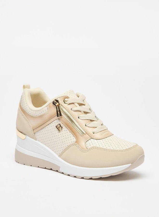 Flora Bella By Shoexpress Women's Panelled Lace-Up Wedge Sneakers  - Image 1
