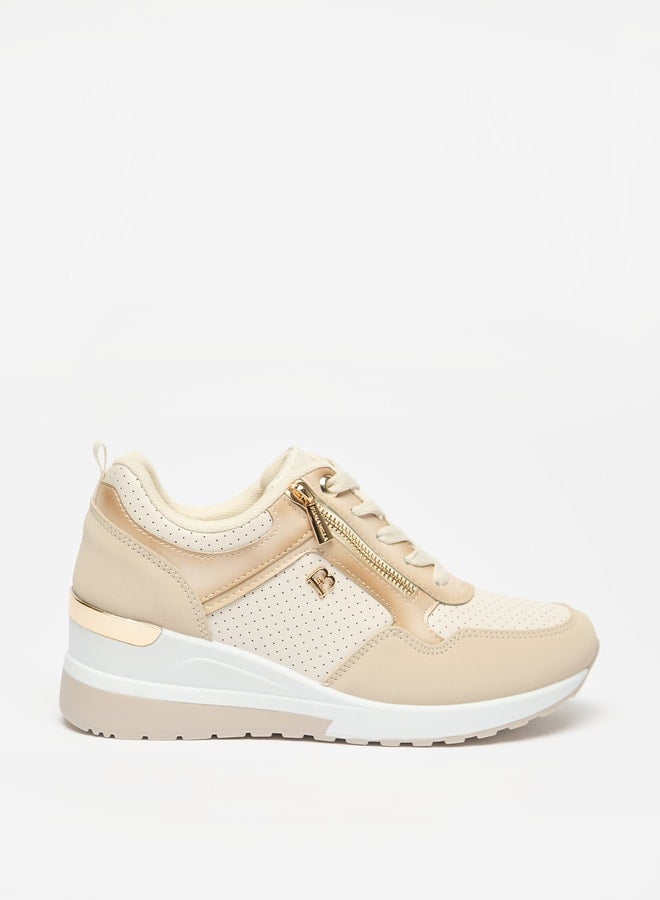 Flora Bella By Shoexpress Women's Panelled Lace-Up Wedge Sneakers  - Image 3