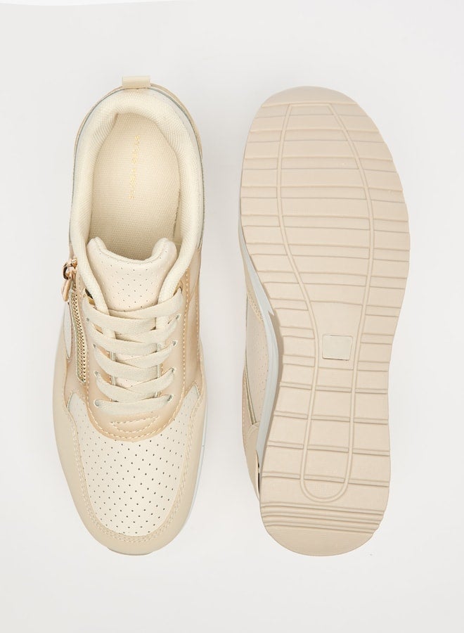 Flora Bella By Shoexpress Women's Panelled Lace-Up Wedge Sneakers  - Image 4