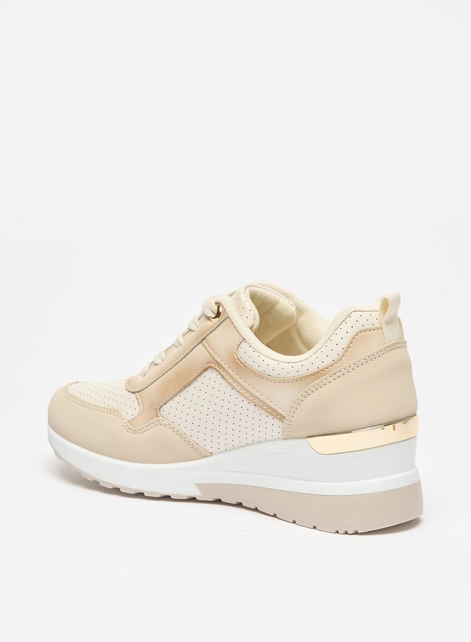 Flora Bella By Shoexpress Women's Panelled Lace-Up Wedge Sneakers  - Image 2