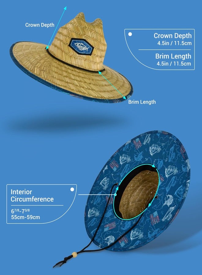 Palmyth Straw Hat for Men & Women Sun Hats, Lifeguard, Beach, Fishing Hat Wide Brim UPF 50+ Sun Protection Fish Flag - Image 3