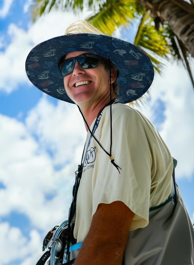 Palmyth Straw Hat for Men & Women Sun Hats, Lifeguard, Beach, Fishing Hat Wide Brim UPF 50+ Sun Protection Fish Flag - Image 4