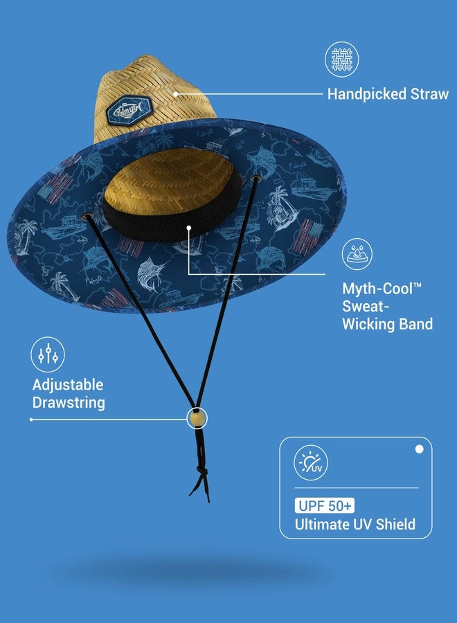 Palmyth Straw Hat for Men & Women Sun Hats, Lifeguard, Beach, Fishing Hat Wide Brim UPF 50+ Sun Protection Fish Flag - Image 2