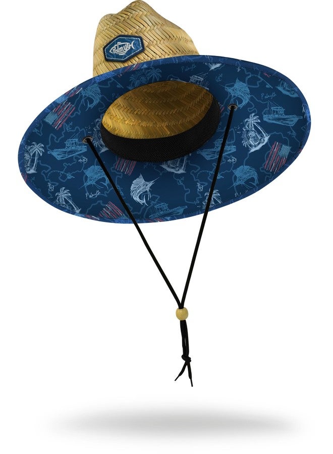 Palmyth Straw Hat for Men & Women Sun Hats, Lifeguard, Beach, Fishing Hat Wide Brim UPF 50+ Sun Protection Fish Flag - Image 1