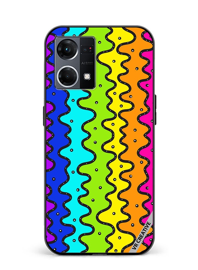Protective Case Cover For Oppo Reno8 4G Color Strip Design Multicolour