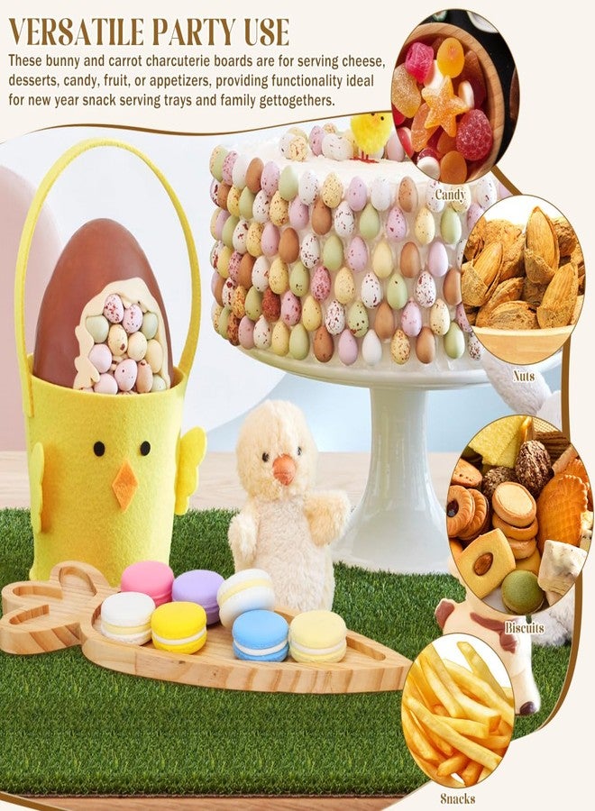 JECOMPRIS 14 Inch Easter Wooden Serving Platters: 2 PCS Bunny and Carrot Charcuterie Boards - Spring Wood Trays for Snack Cheese Holiday Party - Image 5