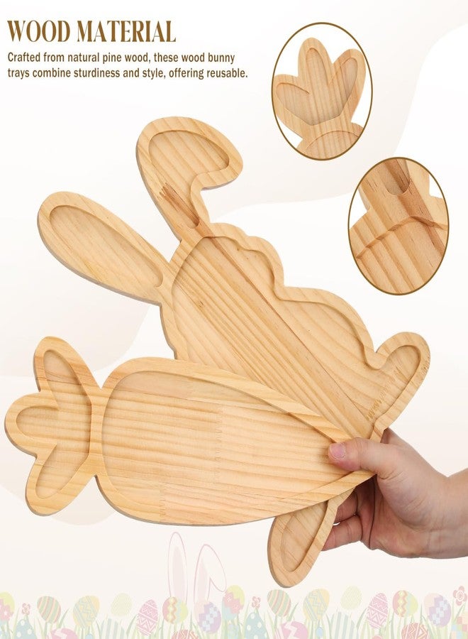 JECOMPRIS 14 Inch Easter Wooden Serving Platters: 2 PCS Bunny and Carrot Charcuterie Boards - Spring Wood Trays for Snack Cheese Holiday Party - Image 3