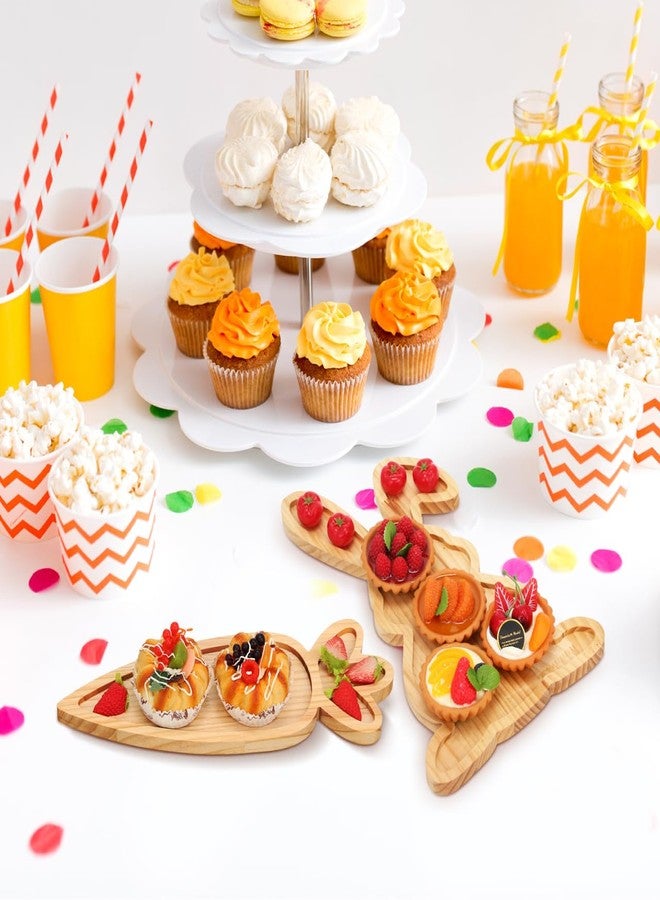 JECOMPRIS 14 Inch Easter Wooden Serving Platters: 2 PCS Bunny and Carrot Charcuterie Boards - Spring Wood Trays for Snack Cheese Holiday Party - Image 4