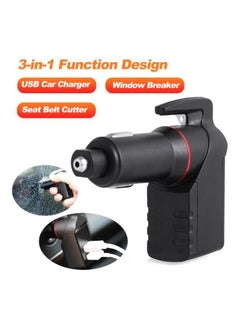 NIBEMINENT 3-In-1 Car Charger With Window Breaker And Seat Belt Cutter Black  - Image 2
