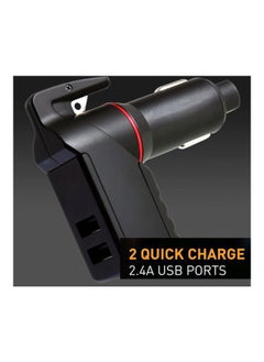 NIBEMINENT 3-In-1 Car Charger With Window Breaker And Seat Belt Cutter Black  - Image 3