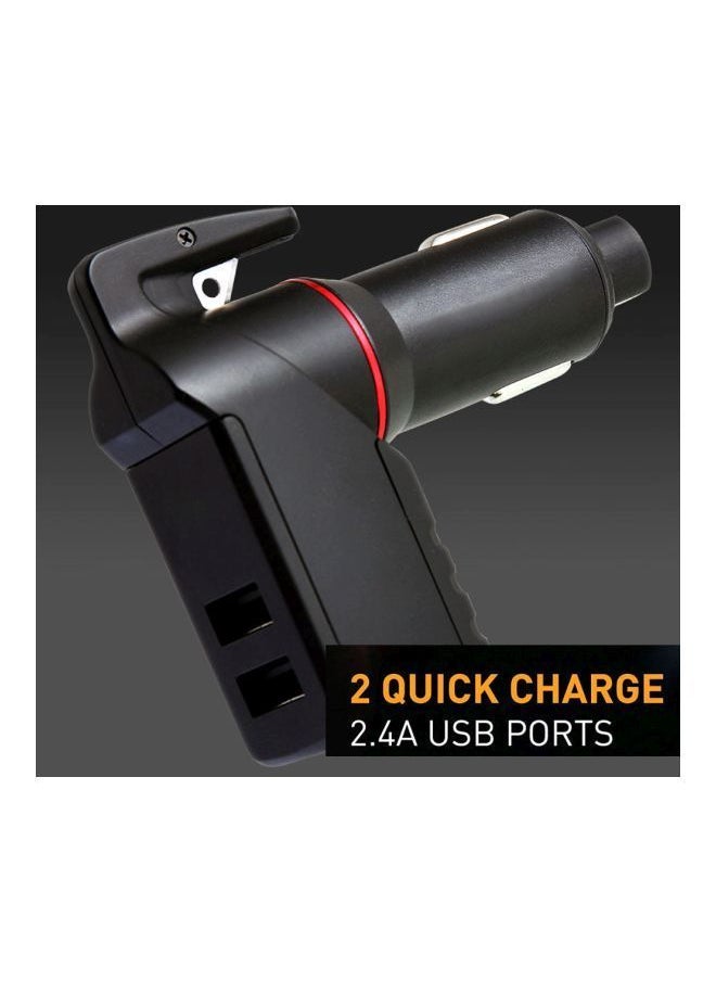 NIBEMINENT 3-In-1 Car Charger With Window Breaker And Seat Belt Cutter Black  - Image 3