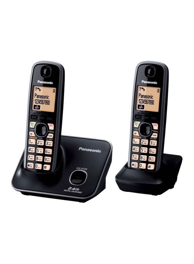Panasonic 2-Piece Cordless Phone Set With Stand Black/Peach - Image 1