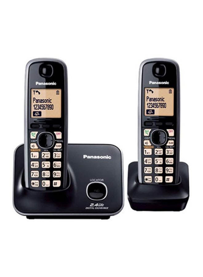 Panasonic 2-Piece Cordless Phone Set With Stand Black/Peach - Image 3