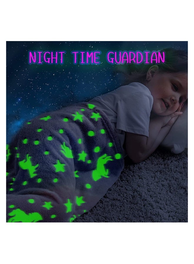 SYOSI Mermaid Tail Blanket, Glow in The Dark, Super Soft Plush Flannel Sleeping Bag, Star and Unicorn Design Snuggle Blanket, for Girls Age 1-10 - Image 2