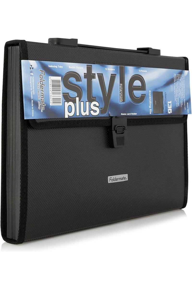 Foldermate Charcoal Black Expanding File Case With Handle - Image 1