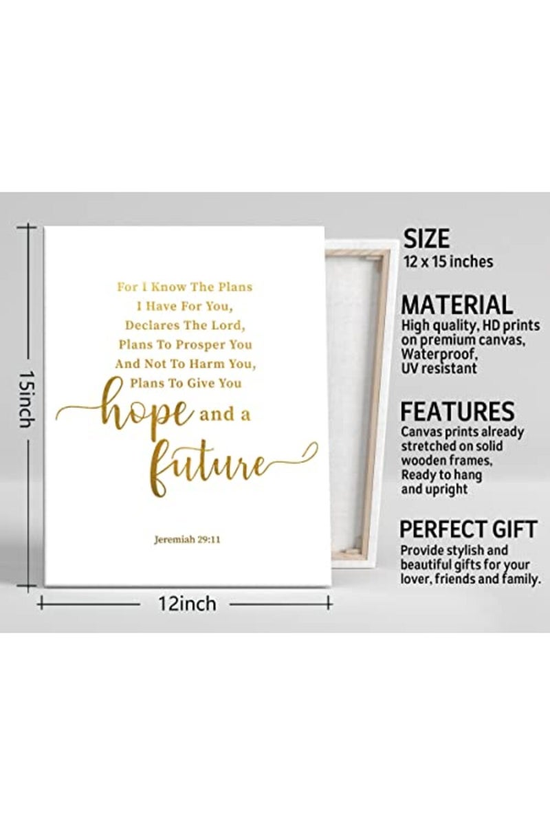 WKYAER Canvas Wall Art Jeremiah 29:11, For I Know The Plans I Have For You, Christian Bible Verse Wall Art, Canvas Prints Poster Wall Art for Home Decor, Scripture Sign Christian Wall Decor Size 12x15 - Image 3