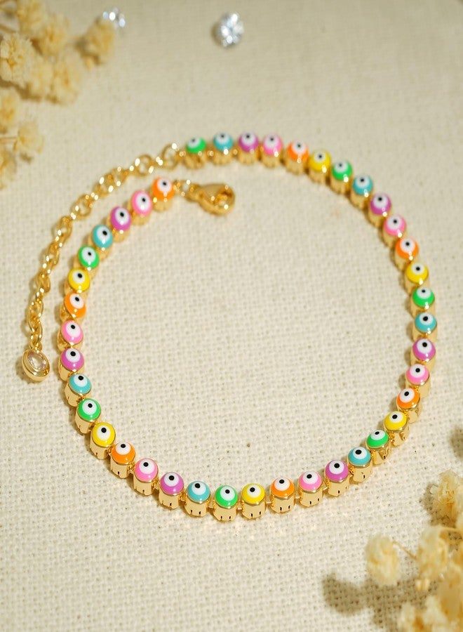 BENEIGE Evil Eye Ankle for Women Colorful Eye Anklet Link Chain Anklet Bracelet 14K Gold Plated Adjustable Barefoot Jewelry Gift - Image 5