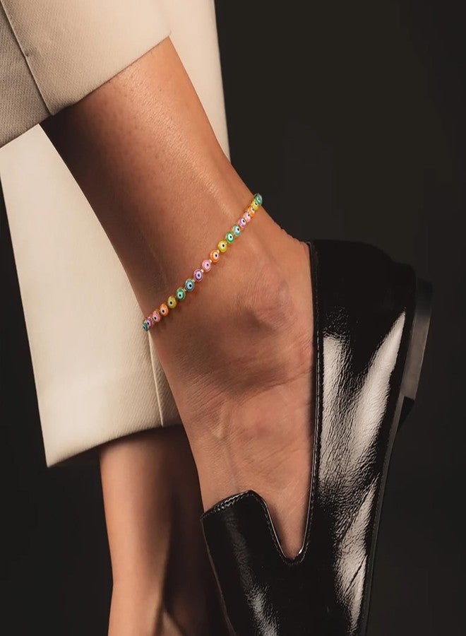 BENEIGE Evil Eye Ankle for Women Colorful Eye Anklet Link Chain Anklet Bracelet 14K Gold Plated Adjustable Barefoot Jewelry Gift - Image 2