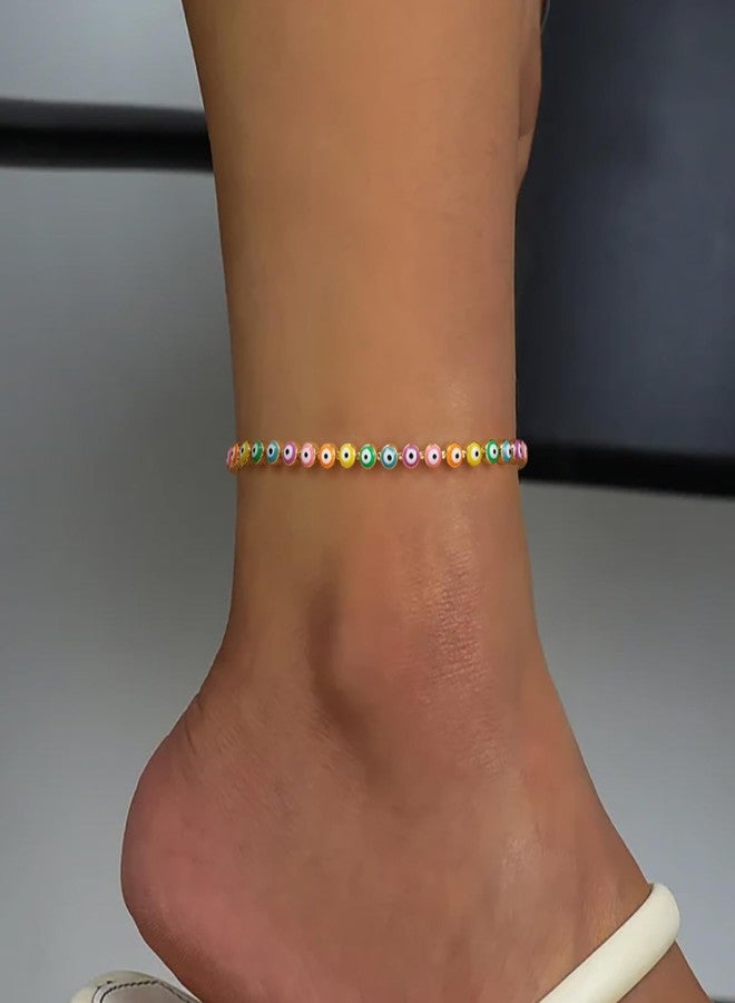 BENEIGE Evil Eye Ankle for Women Colorful Eye Anklet Link Chain Anklet Bracelet 14K Gold Plated Adjustable Barefoot Jewelry Gift - Image 3
