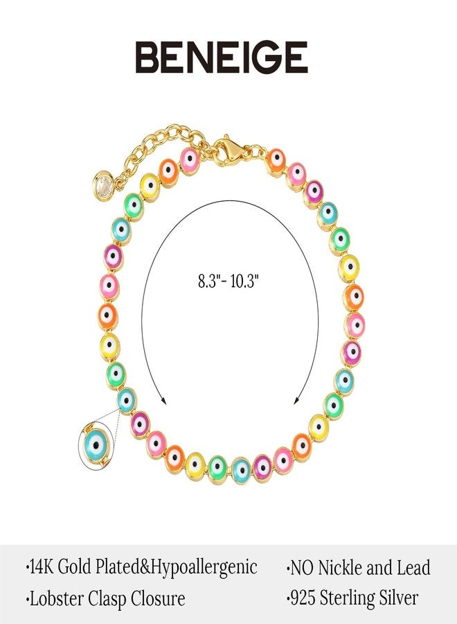 BENEIGE Evil Eye Ankle for Women Colorful Eye Anklet Link Chain Anklet Bracelet 14K Gold Plated Adjustable Barefoot Jewelry Gift - Image 4