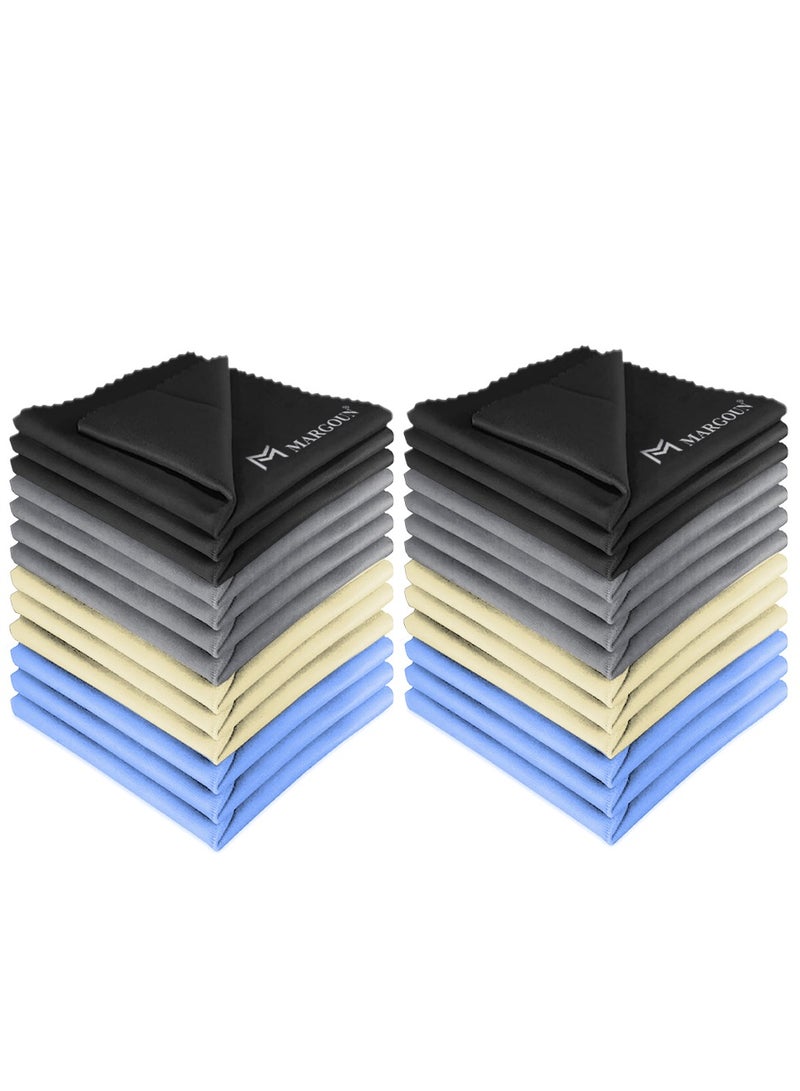 MARGOUN 24 Pack Microfiber Cleaning Cloth Premium Cloth for Glasses Lens Screens & More Multicolour - Image 2
