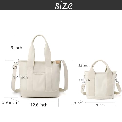 MINGRI Large Tote Bag for Women,Canvas Totes Bags with Pockets,Crossbody Purse Hobo Handbag with Zipper,Shoulder Satchel Messenger Bag with Compartments for Work,Shopping,Beach,with Long Strap,2 Sizes - Image 2