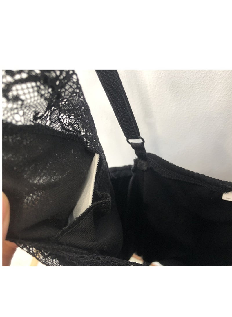 2pcs lace V-neck suspender straps and padded ice silk pajamas - Image 4