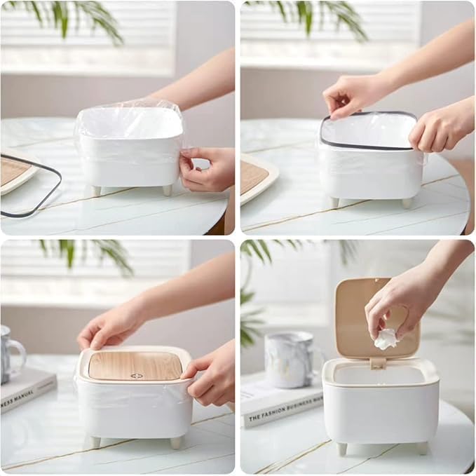 CLICKSWIFT CLICKSWIFT Stylish Multi-Use Square Shaped Plastic Trash Can,Push Top With Lid, Polypropylene Square Style Mini Trash Can,Modern Dustbin For Home Or Office, Desk, Kitchen, Bedroom 1pcs  - Image 2