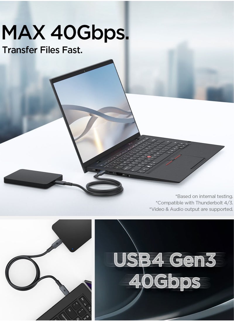 Spigen - ArcWire USB 4 Cable [USB-IF Certified] Thunderbolt 4 Cable 240W Fast Charging 40GBps Data Transfer [3.9 Feet / 1.2 Meter] USB-C PD3.1 EPR USB4 Gen3 for Apple MacBook Pro Air iPad & USB-C Laptop Tablet - Image 1