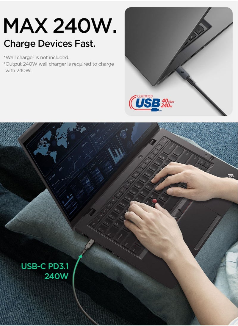 Spigen - ArcWire USB 4 Cable [USB-IF Certified] Thunderbolt 4 Cable 240W Fast Charging 40GBps Data Transfer [3.9 Feet / 1.2 Meter] USB-C PD3.1 EPR USB4 Gen3 for Apple MacBook Pro Air iPad & USB-C Laptop Tablet - Image 1