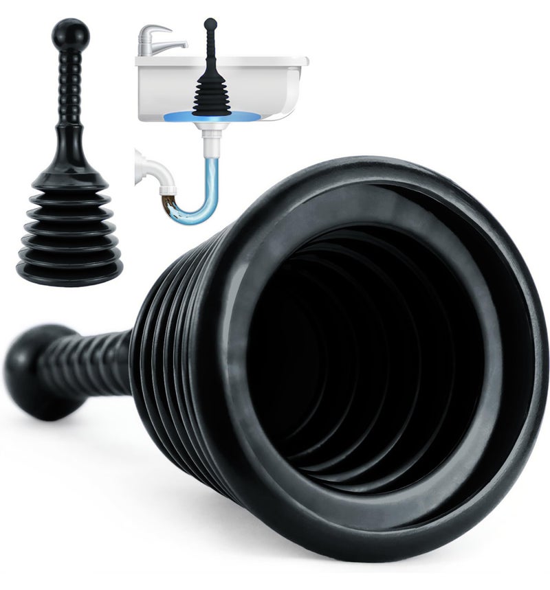 Luigi's Luigis Sink Plunger Kitchen Sink Plunger Bathroom Drain Bathtub or Shower Small and Powerful Clog Remover Commercial Style Plumbers Plungers with Large Bellows Black Small - Image 2