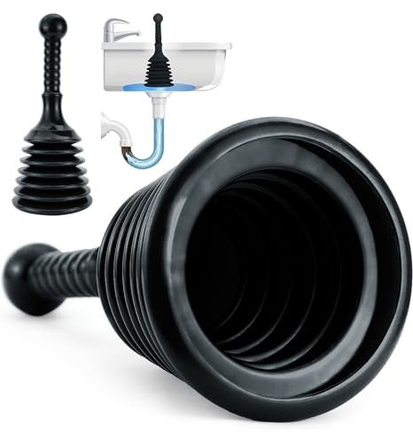 Luigi's Luigis Sink Plunger Kitchen Sink Plunger Bathroom Drain Bathtub or Shower Small and Powerful Clog Remover Commercial Style Plumbers Plungers with Large Bellows Black Small - Image 1