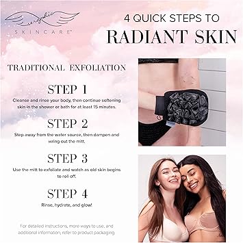 Seraphic Skincare Seraphic Skincare UltraLuxe Exfoliating Mitt for Traditional Korean Exfoliation Body Exfoliator with Mesh Shower Gloves for Gentle Cleansing Viscose Fiber Loofah to Exfoliate and Rejuvenate Skin - Image 4