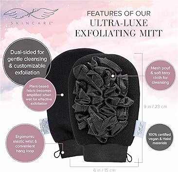 Seraphic Skincare Seraphic Skincare UltraLuxe Exfoliating Mitt for Traditional Korean Exfoliation Body Exfoliator with Mesh Shower Gloves for Gentle Cleansing Viscose Fiber Loofah to Exfoliate and Rejuvenate Skin - Image 3