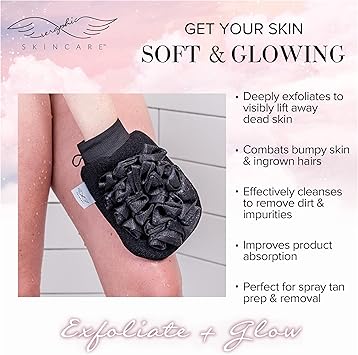 Seraphic Skincare Seraphic Skincare UltraLuxe Exfoliating Mitt for Traditional Korean Exfoliation Body Exfoliator with Mesh Shower Gloves for Gentle Cleansing Viscose Fiber Loofah to Exfoliate and Rejuvenate Skin - Image 5