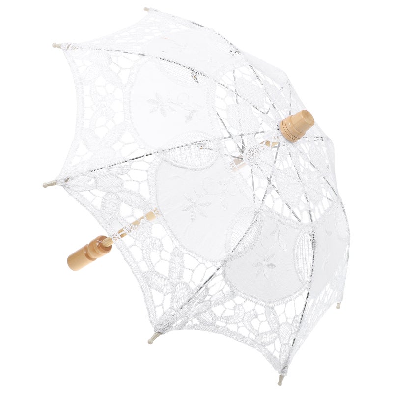 2 pcs Wedding Lace Umbrella Photography Prop Handle Umbrella - Image 1