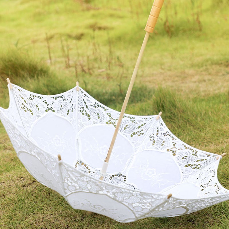 2 pcs Wedding Lace Umbrella Photography Prop Handle Umbrella - Image 5