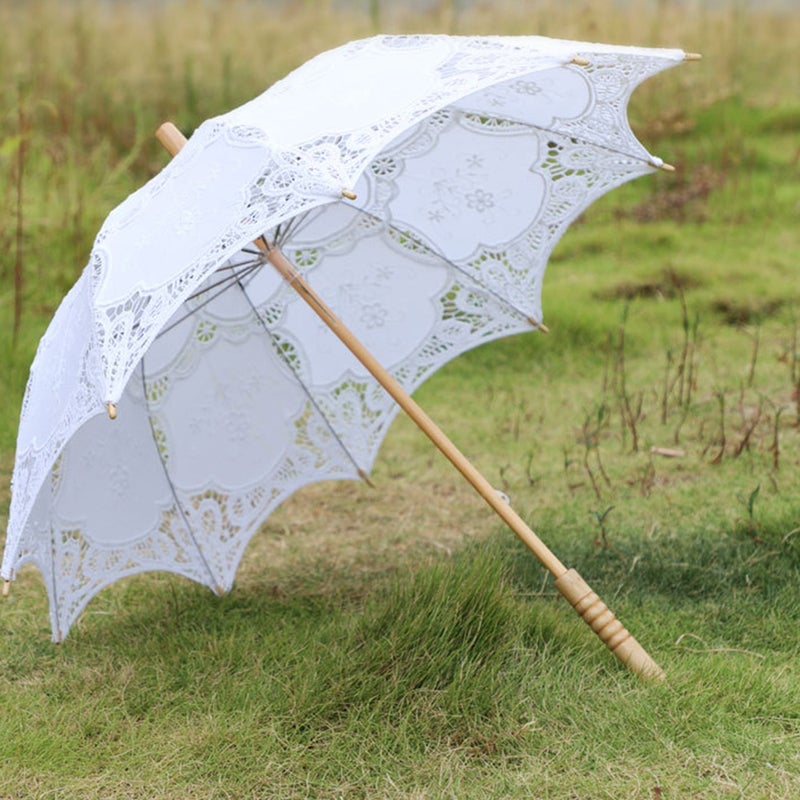 2 pcs Wedding Lace Umbrella Photography Prop Handle Umbrella - Image 4