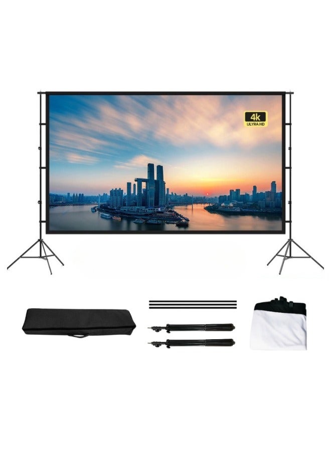 GoldenLike Projector Screen, Outdoor Indoor Projection Screen with Stand Legs and Carry Bag Portable Foldable Retractable Anti-Crease 16:9 HD 4K Movie Screen for Home Backyard Theater - Image 1