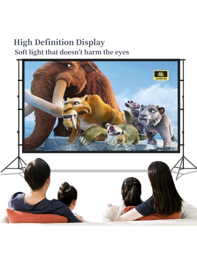 GoldenLike Projector Screen, Outdoor Indoor Projection Screen with Stand Legs and Carry Bag Portable Foldable Retractable Anti-Crease 16:9 HD 4K Movie Screen for Home Backyard Theater - Image 2